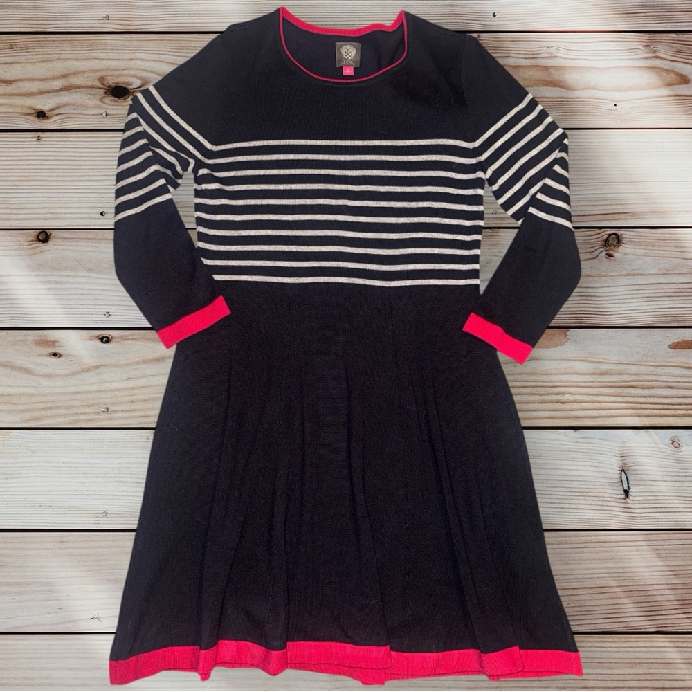 Vince Camuto Fit and Flare Stripped Dress Size Medium
